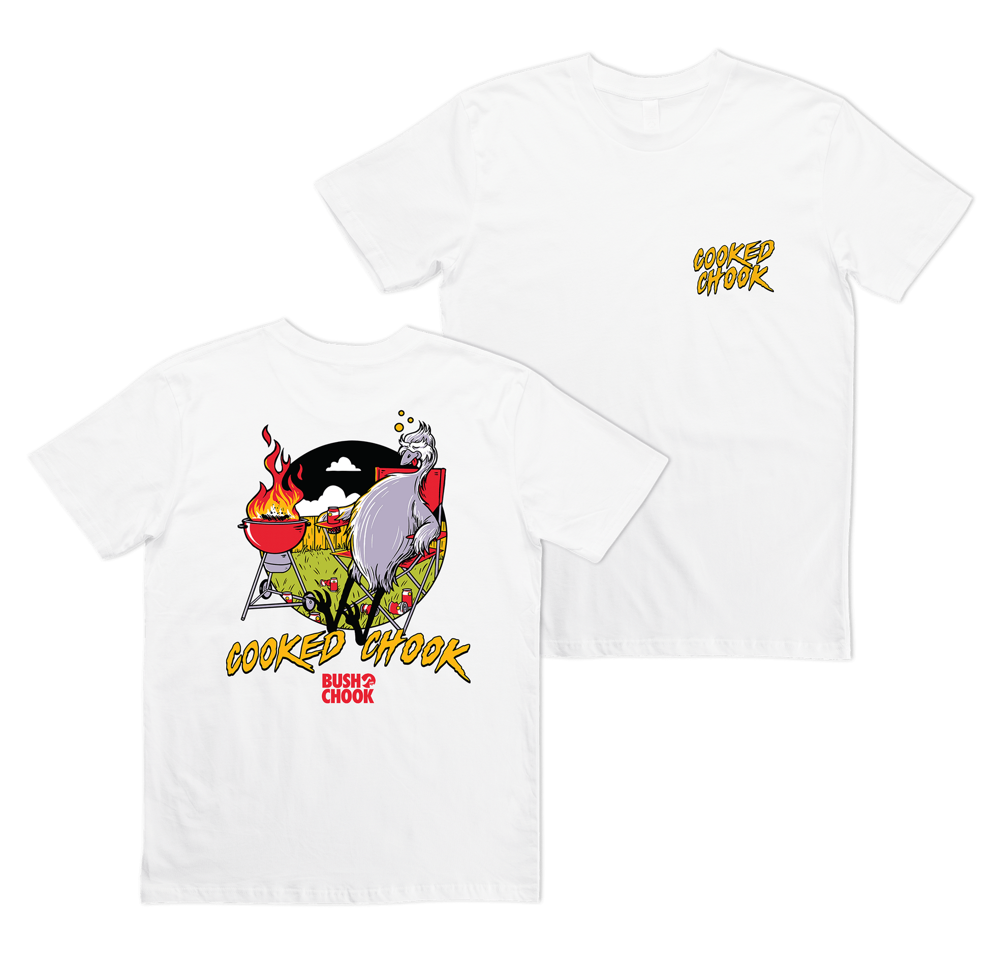 Cooked Chook Tee White Clothing Bush Chook