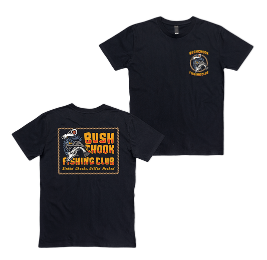 Fishing Club Tee Black T-Shirt Bush Chook