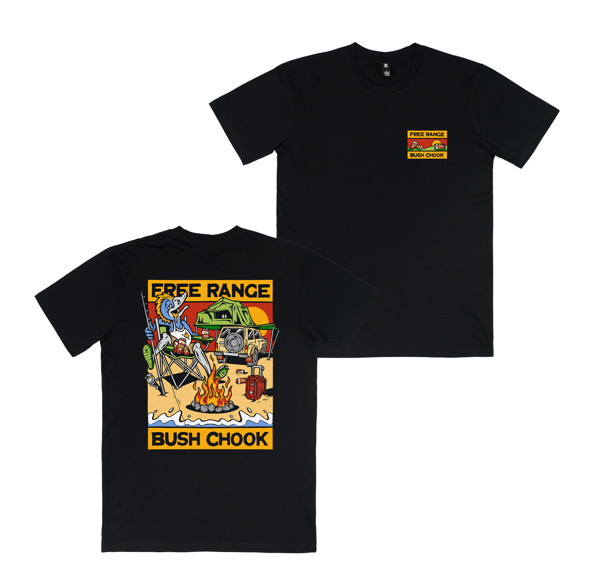 Free Range Chook Tee Black T-Shirt Bush Chook