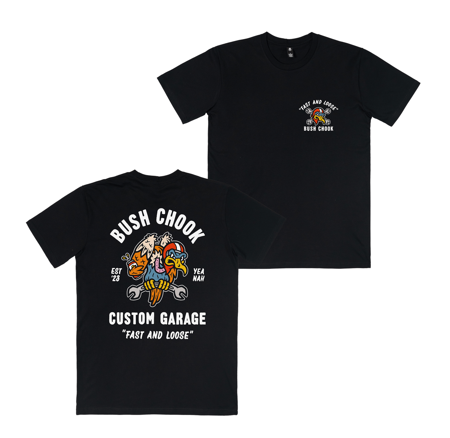 Garage Tee Black T-Shirt Bush Chook