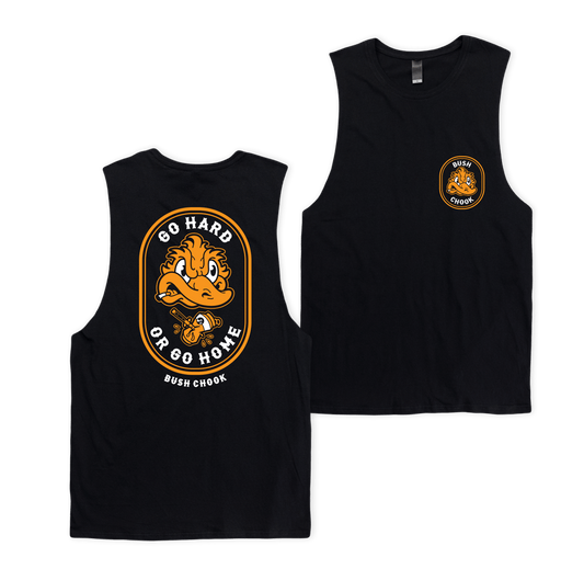 Go Hard or Go Home Muscle Tee Black Muscle Bush Chook