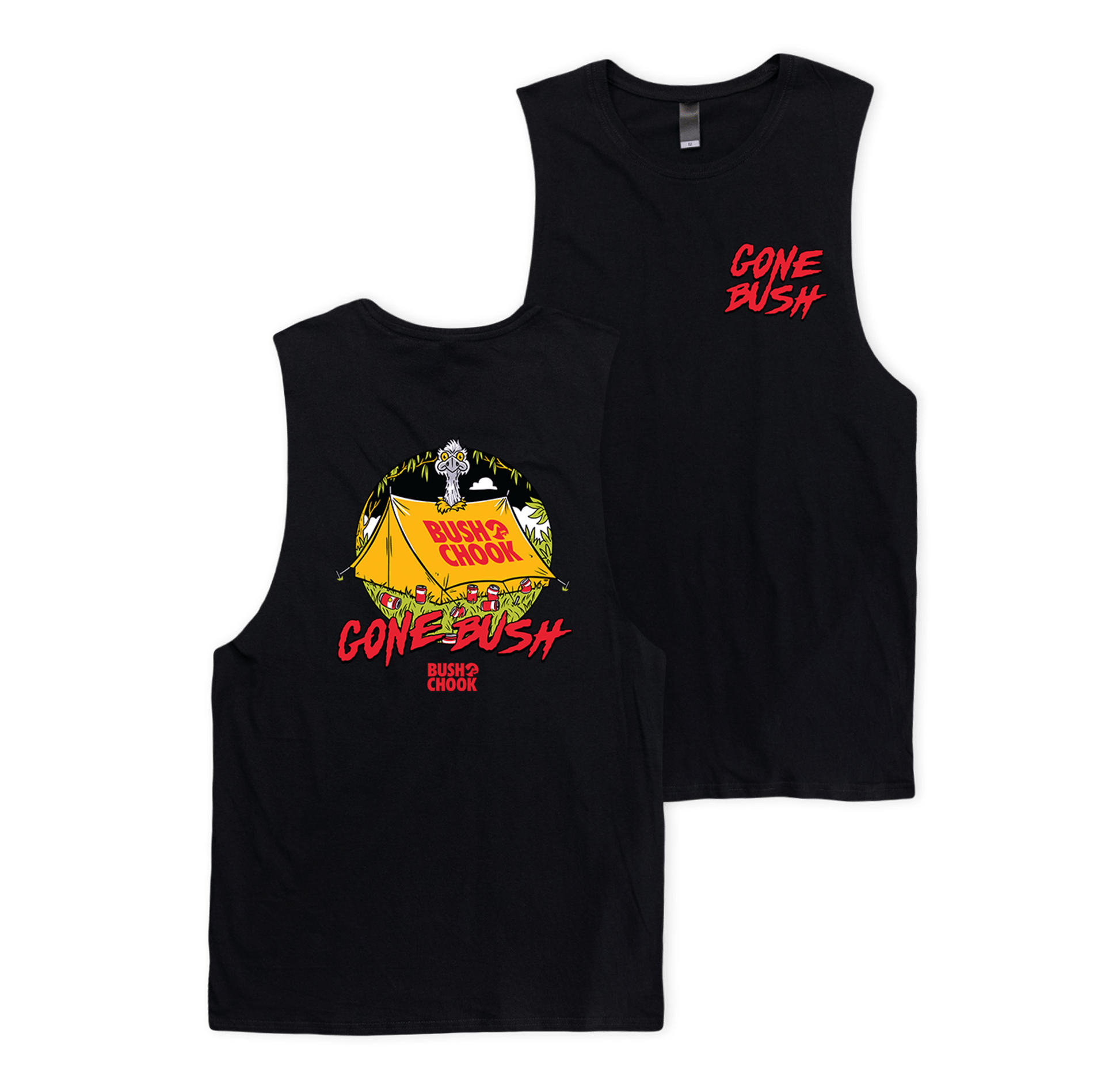 Gone Bush Muscle Black Clothing Bush Chook