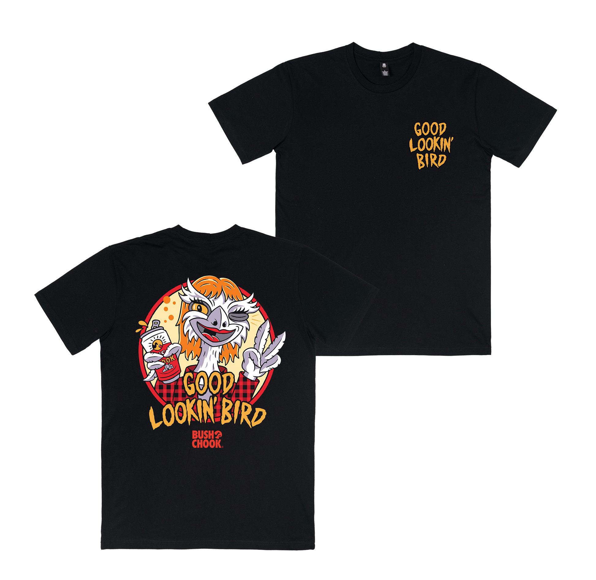 Good Lookin' Bird Tee Black T-Shirt Bush Chook