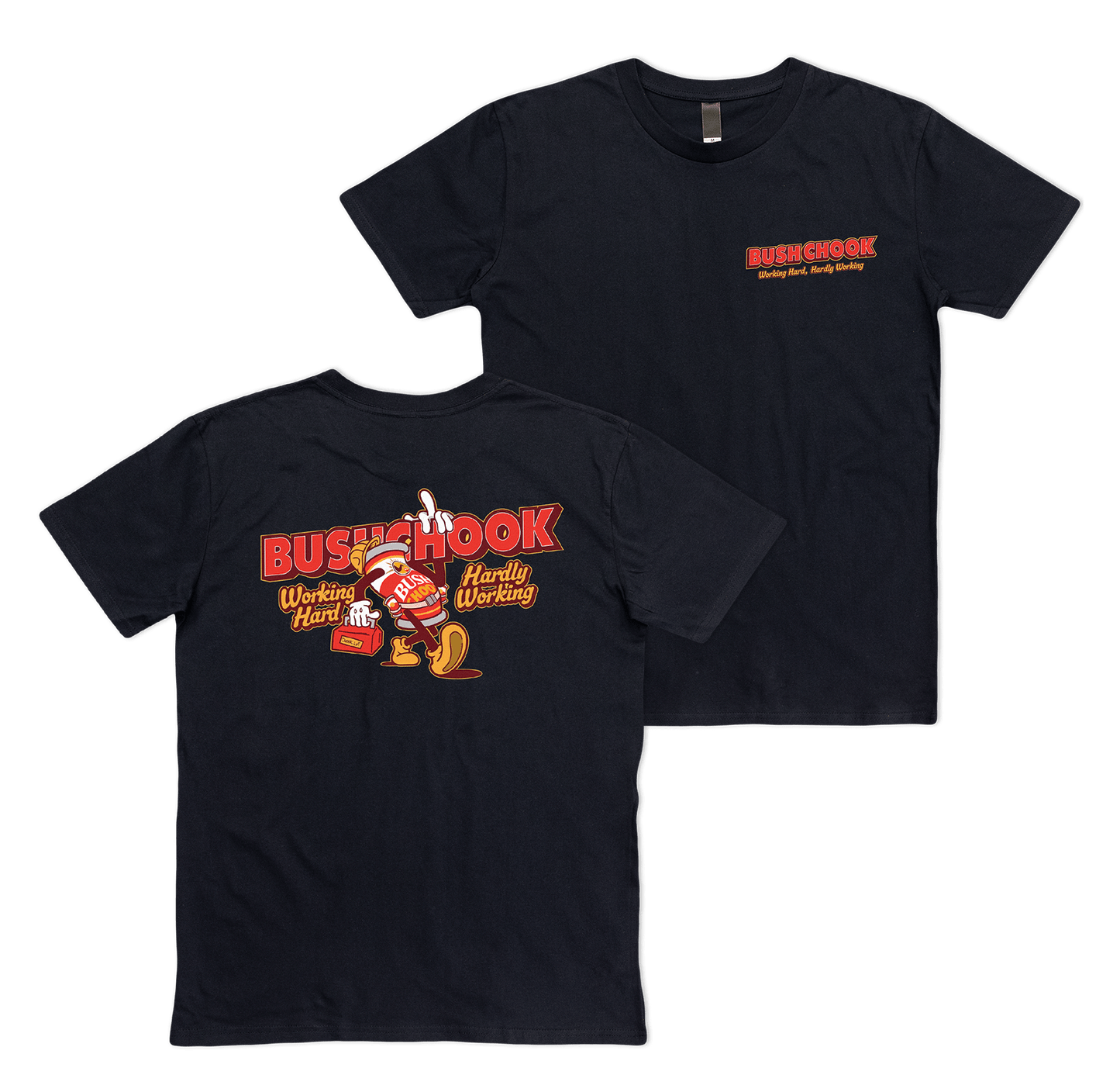 Hardly Working Tee Black T-Shirt Bush Chook