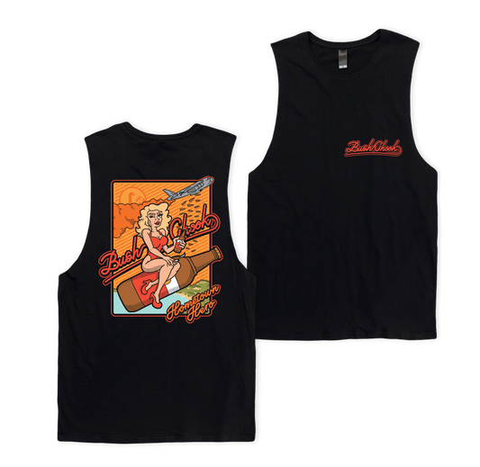 Hometown Hero Muscle Tee Black Muscle Bush Chook