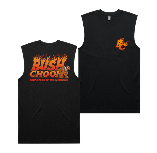 Hot Birds Muscle Tee Black T-Shirt Bush Chook