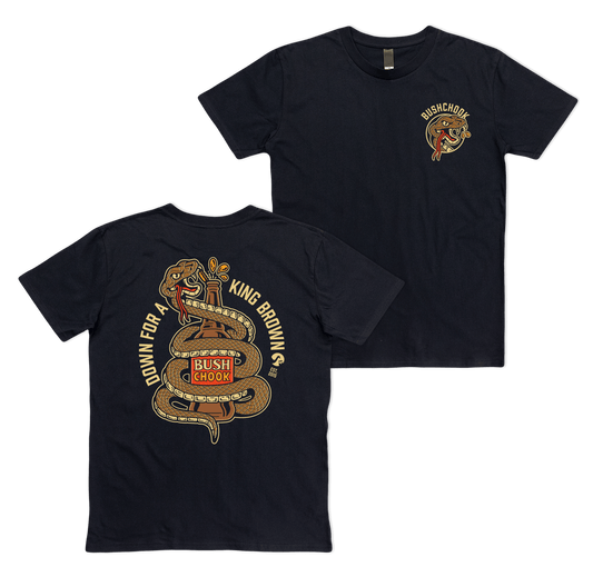 King Brown Tee Black T-Shirt Bush Chook