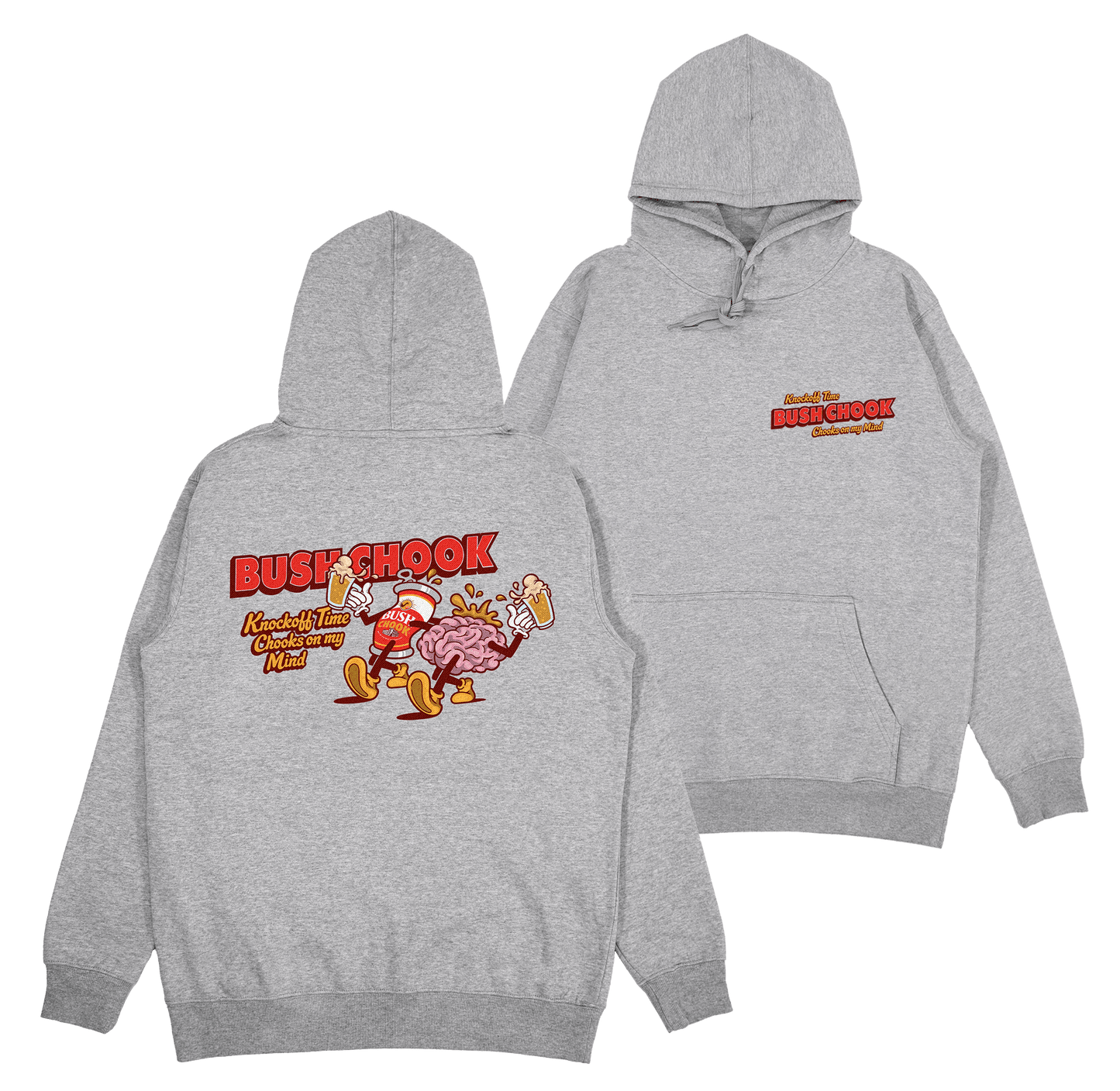 Knock Off Time Hoodie Grey Hoodie Bush Chook