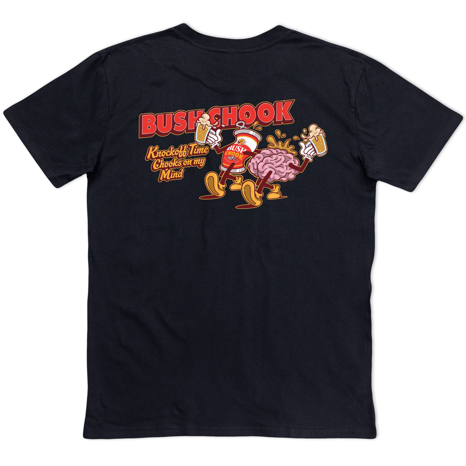 Knock Off Time Tee Black T-Shirt Bush Chook