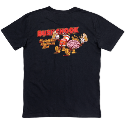 Knock Off Time Tee Black T-Shirt Bush Chook