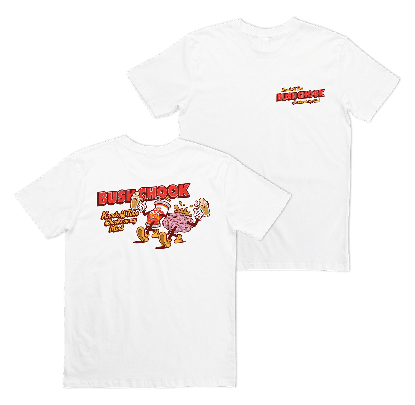 Knock Off Time Tee White T-Shirt Bush Chook