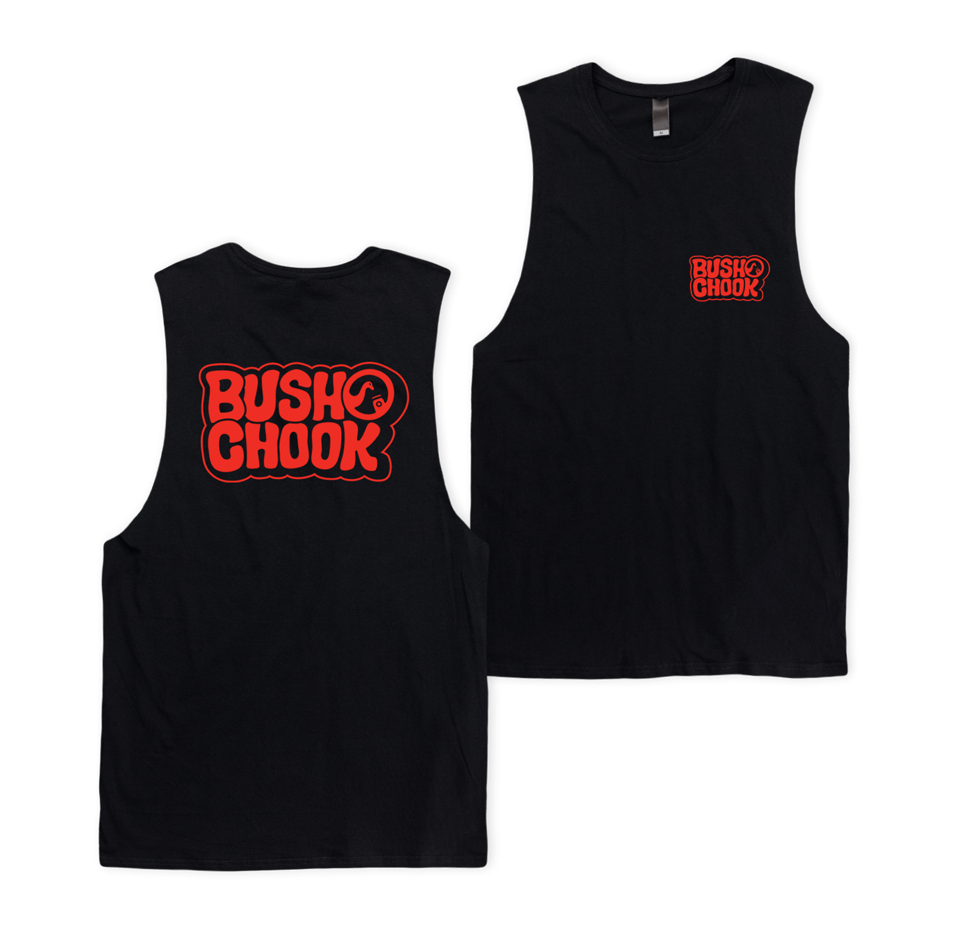 Laxed Logo Muscle Tee Black Muscle Bush Chook
