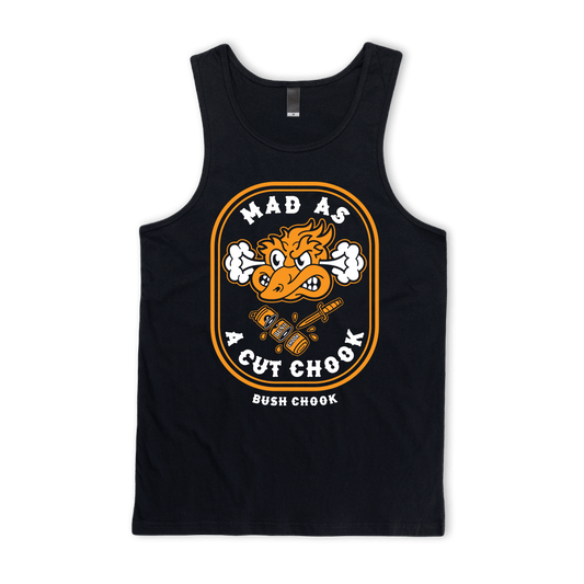 Mad As A Cut Chook Singlet Black Singlet Bush Chook