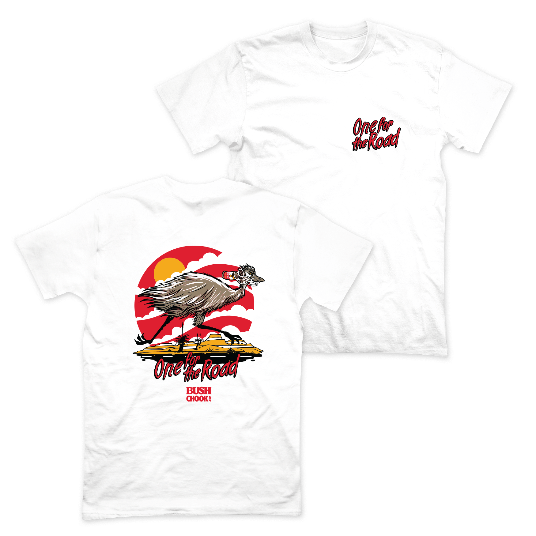 One For The Road Tee White T-Shirt Bush Chook