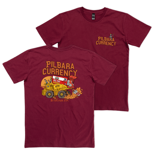 Pilbara Currency Tee Burgundy Shirts & Tops Bush Chook