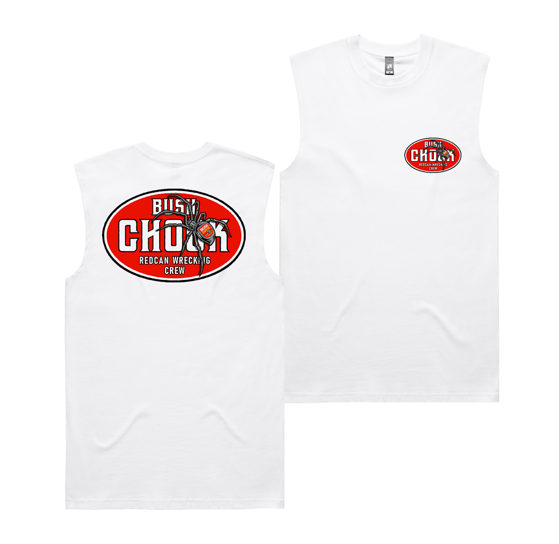 Redback Wreckers Muscle Tee White Muscle Tank Bush Chook