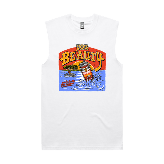 You Beauty Muscle Tee White T-Shirt Bush Chook