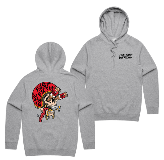 Live Fast Hoodie — Grey Marle front & back