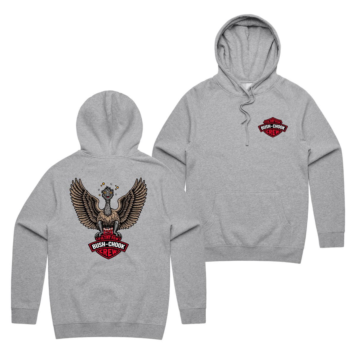 Filthy Few Hoodie — Grey Marle front & back