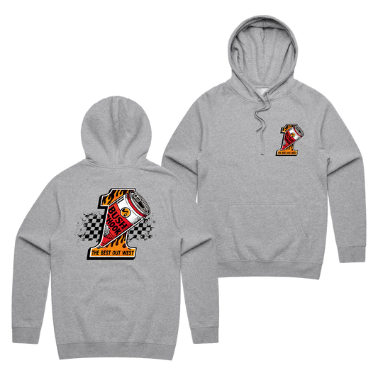 No. 1 Brew Hoodie — Grey Marle front & back