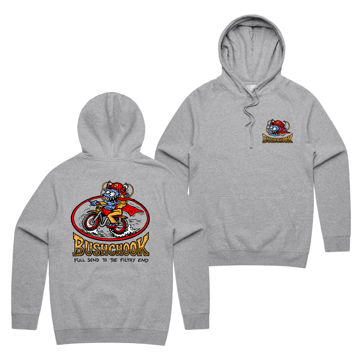 Filthy End Hoodie — Grey Marle front & back