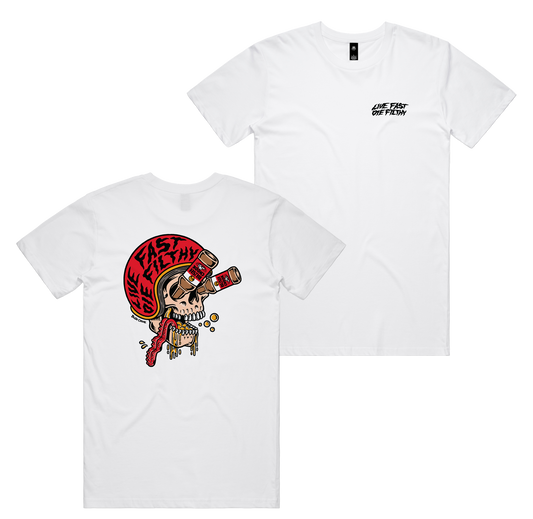 Live Fast Tee — White front & back