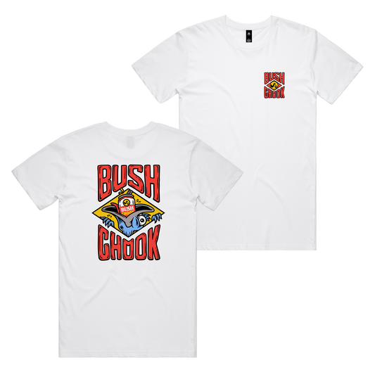 Stuffed Chook Tee — White front & back