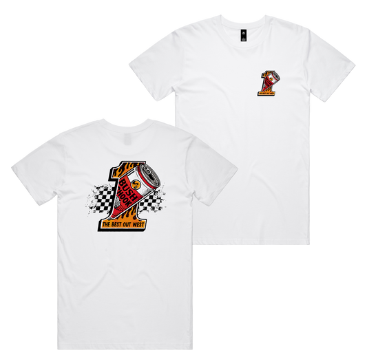 No. 1 Brew Tee — White front & back