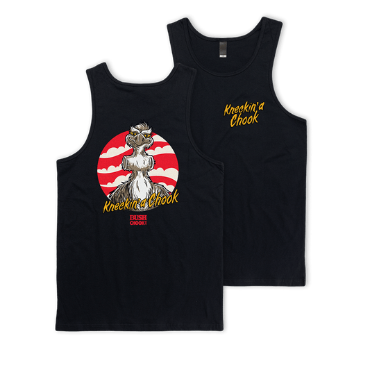 Bush Chook Kneckin a Chook Singlet Black