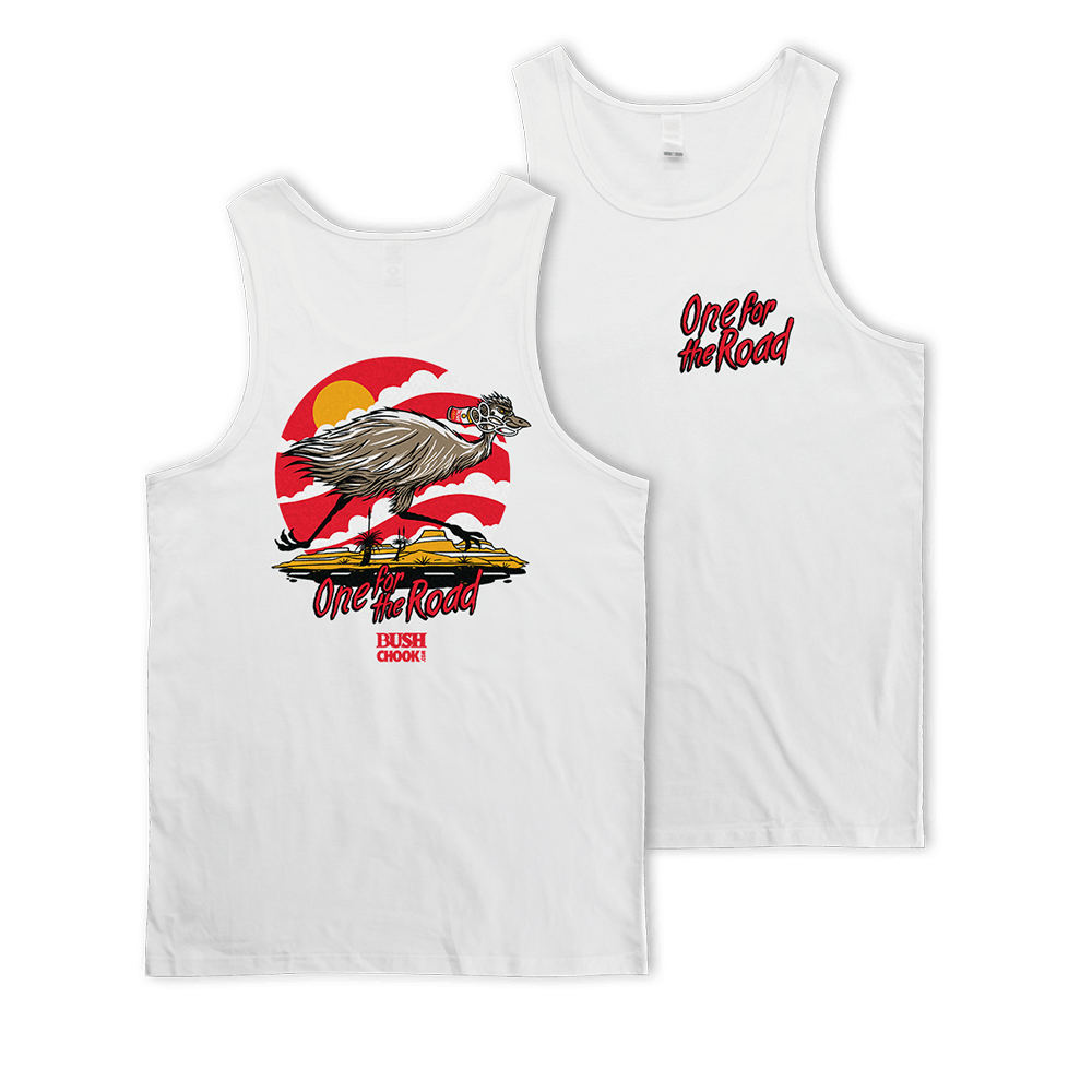 Bush Chook One For The Road Singlet White