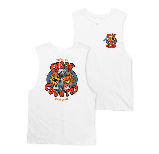 Bush Chook Country Muscle Tee White